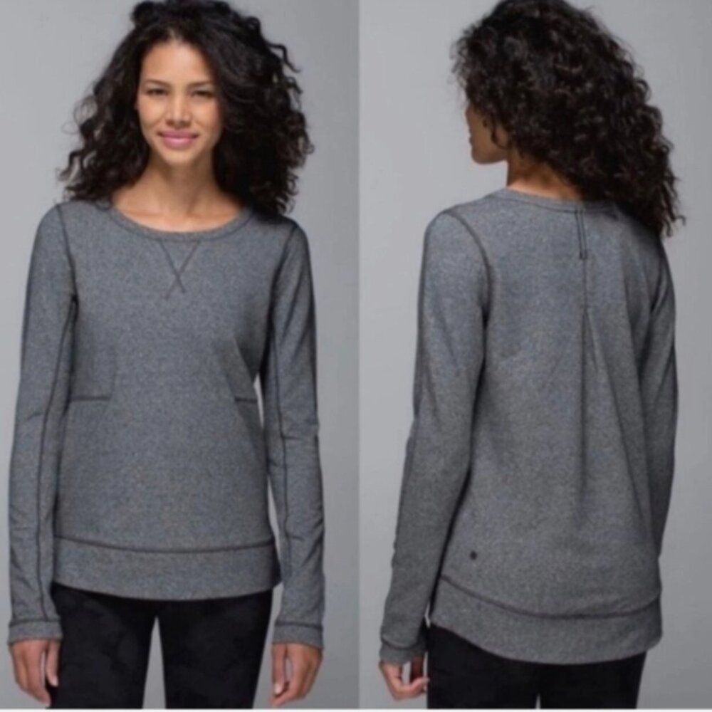 Lululemon Exhalation Sweatshirt Front pocket Size 6 Color Dark Gray